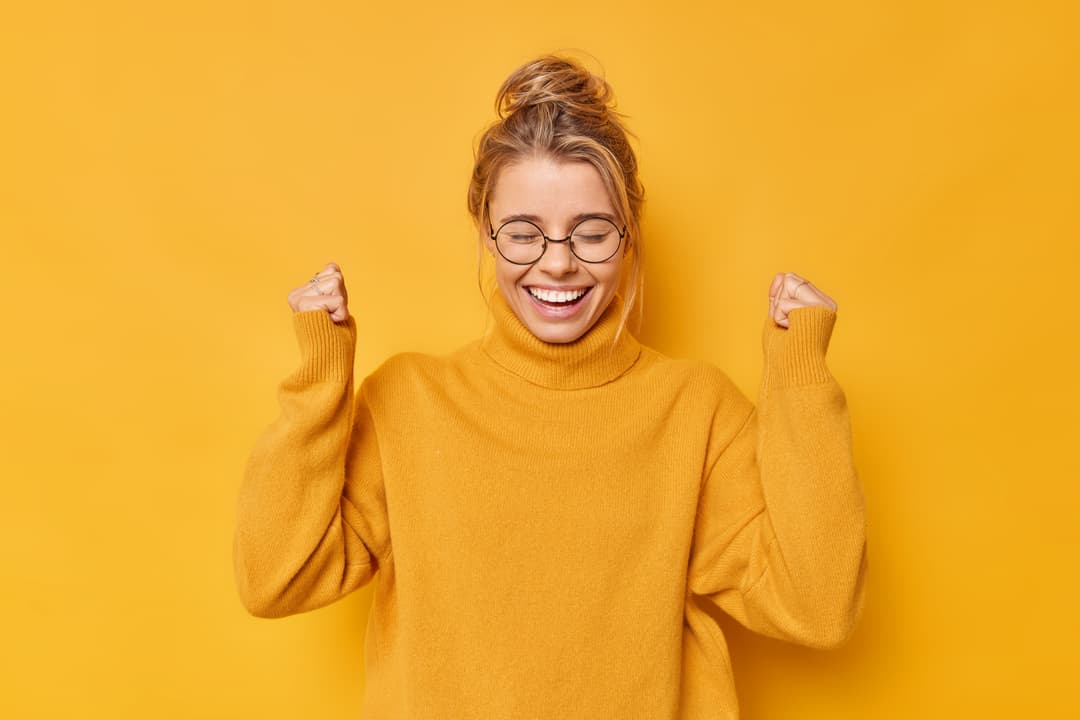Person experiencing joy and contentment in life