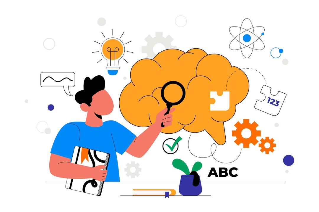 Person solving complex puzzles and cognitive challenges